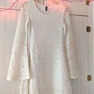 H&M Divided off-white lace dress long sleeve 6